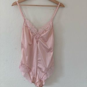 Pink lace lingerie top body suit vintage